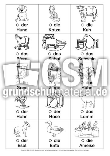 Daz Tiere Ausschneidebogen A 1 Daz Tiere Daz Nach Themen Deutsch Daz Deutsch Als Zweitsprache Grundschulmaterial De