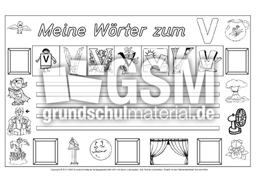 Worter Zum V Freies Schreiben Grundschulmaterial Fibel Deutsch Klasse 1 Grundschulmaterial De