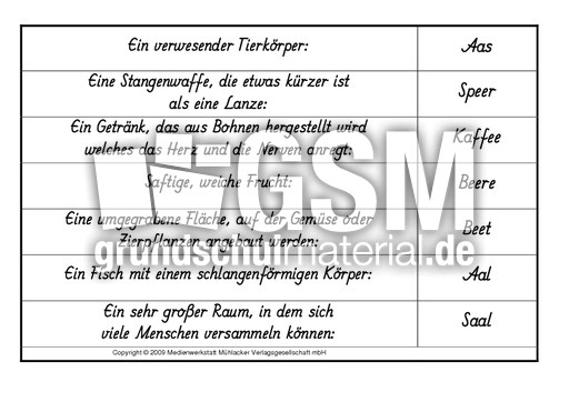 Ee Oo Ratsel Lo 1 4 Worterratsel Rechtschreibung Deutsch Klasse 3 Grundschulmaterial De