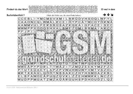 Suchsel_1_Wort_a - Ein-Wort-Suchsel - Suchsel - Suchrätsel - Deutsch Klasse 3 ...