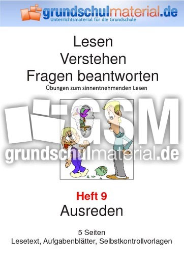 09 Ausreden Lesemappen Mit Fragen Zum Textverstandnis Deutsch Klasse 4 Grundschulmaterial De