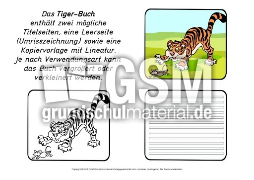 Mini Buch Tiger 4 Lapbook Tiger Lapbooks Tiere Hus Klasse 2 Grundschulmaterial De