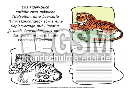 Mini Buch Tiger 5 Lapbook Tiger Lapbooks Tiere Hus Klasse 2 Grundschulmaterial De