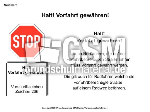 Vorfahrt Verkehrszeichen Prasentationen Folien Verkehrserziehung Sachthemen Hus Klasse 3 Grundschulmaterial De