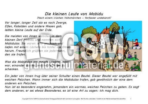 Bilderbuch Die Kleinen Leute Von Mabidu 1 15 Mabidu Texte Die Kleinen Leute Von Mabidu Gefuhle Themen Und Projekte Hus Klasse 3 Grundschulmaterial De