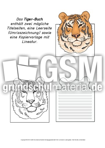 Mini Buch Tiger 3 Minibucher Tiere Lapbook Vorlagen Material Klasse 2 Grundschulmaterial De