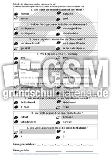 rund um den fussball b fussball quiz fussball material klassenubergreifendes material grundschulmaterial de