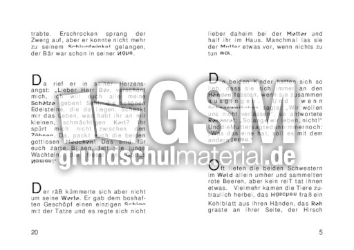 Schneeweisschen Und Rosenrot Marchen Hefte Und Texte Marchen Sagen Fabeln Material Klassenubergreifendes Material Grundschulmaterial De