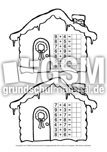 ZR-20-Haus-Addition-2 - Weihnachtsrechnen - Arbeitsblätter ...