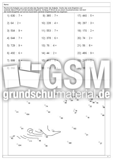 Punkte Verbinden Division 1 C Punkte Verbinden Bilder Punkte Verbinden Division Mathe Klasse 4 Grundschulmaterial De