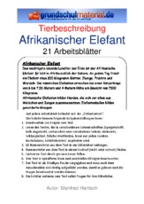 Afrikanischer Elefant In Der Grundschule Tierbeschreibungen Lesen Deutsch Klasse 3 Grundschulmaterial De