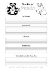 Tiersteckbrief Vorlagen Sw Steckbriefe Tiere Sachthemen Hus Klasse 3 Grundschulmaterial De